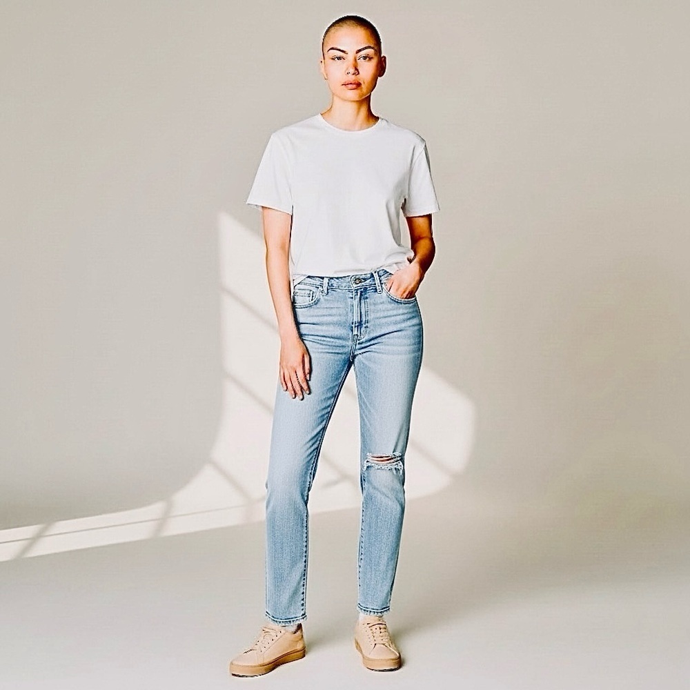 Rag & Bone Dre Straight Leg Distressed Jeans In Langside Size 25''